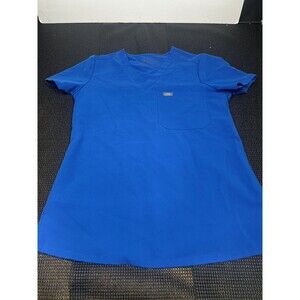 Figs Scrub Shirt Womens XS‎ One Pocket Top Blue Stretch Medical